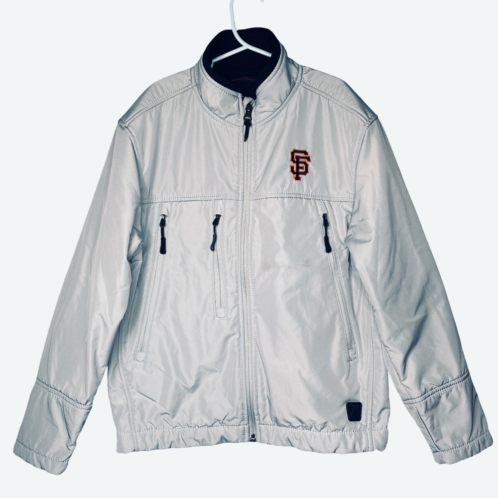 Antigua Kids Gray Puffer Jacket SF Giants Logo Small